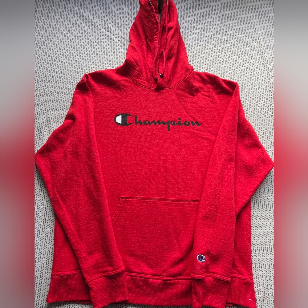 Champion Red Hoodie Classic Logo Mens Size Large
